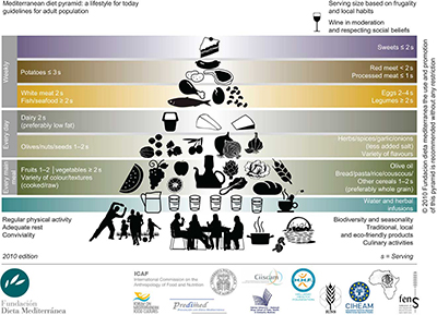 Mediterranean diet pyramid today. Photo Courtesy Cambridge Core.