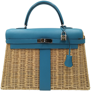 Hermès Wicker & Turquoise Barenia Leather Picnic Bag Kelly 35cm: €79,000.
