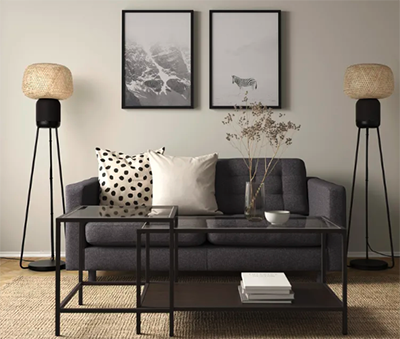 IKEA SYMFONISK Floor lamp with WiFi speaker, bamboo/smart: US$259.99.
