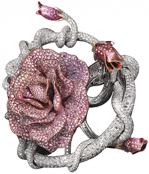 Jacob & Co. Diamond Rose Cuff Bracelet.