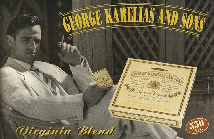 George Karelias and Sons' classic Virginia tobacco cigarettes.