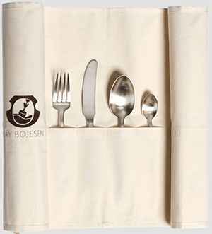 Kay Bojesen Grand Prix cutlery set with 24 pieces in polished stainless steel: €520.