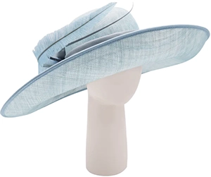 Lalage Beaumont Sloop Hat - Sky Blue & Grey: US$515.