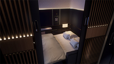 Lufthansa's new first class seats are sealable suites with double beds..