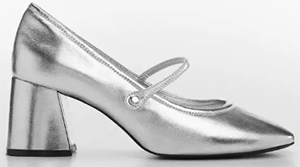 Mango women's Block heel metallic shoe.