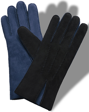 Manolo Blahnik Black & Mid Blue Shearling men's Gloves: US$335.