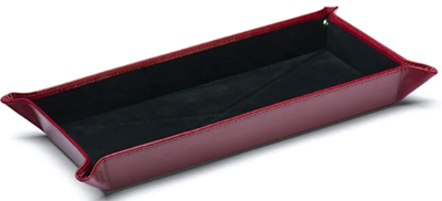 Sage Brown Rectangular Leather Valet Tray - Red With Black: £65.
