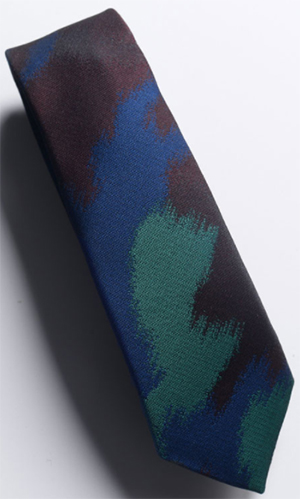 Brooklyn Tailors Ikat jacquard necktie emerald blue maroon: US$125.