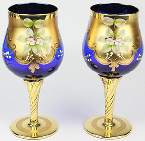 Murano Glass Set of 2 Tre Fuochi goblets: €329.