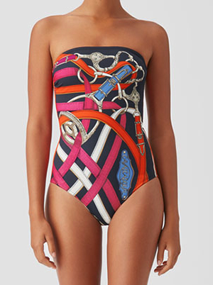 Hermès one-piece swimsuit in jersey with Cavalcadour print: US$560.