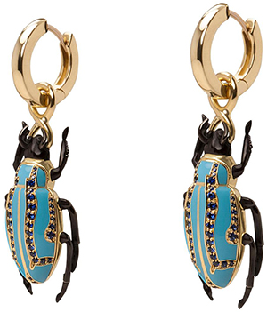 Ming Lampson Beetle enamel earrings.