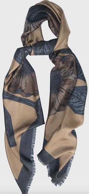 Jocelyn Warner Poppy Gilded silk scarf: £180.