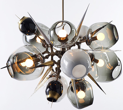 Lindsey Adelman Burst BU.10.01 in vintage brass Bubble chandelier.