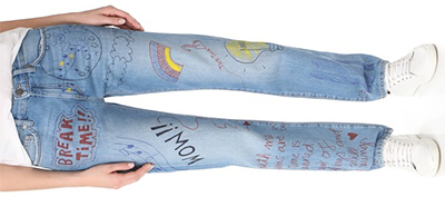 Mira Mikati Hand Painted Doodle women's jeans: US$575.