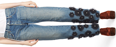 Tu es mon TRÉSOR Tulle Flower Embellished women's Jeans: US$1,290.