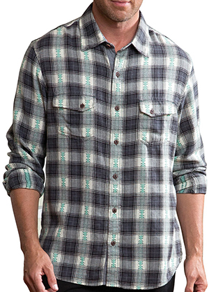 PajamaJeans Tucson Flannel Men's Shirt - Blue/Gray: US$49.99.