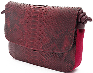 La Portegna Lucia women's large python & suede burgundy handbag: £450.