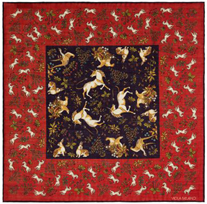 Viola Milano Classic Unicorn Print Silk/Wool – Viol/Bronz men's pocket square: €68.